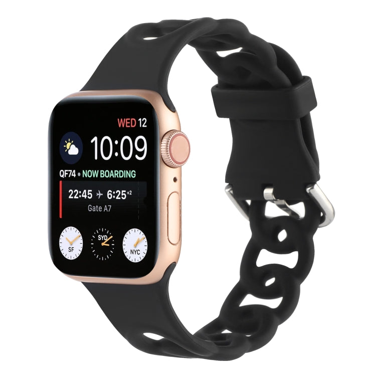 Lisslune | Hollow Silicone Watch Band for Apple Watch Series 9&8&7 41mm / SE 3&SE 2&6&SE&5&4 40mm / 3&2&1 38mm (Black)