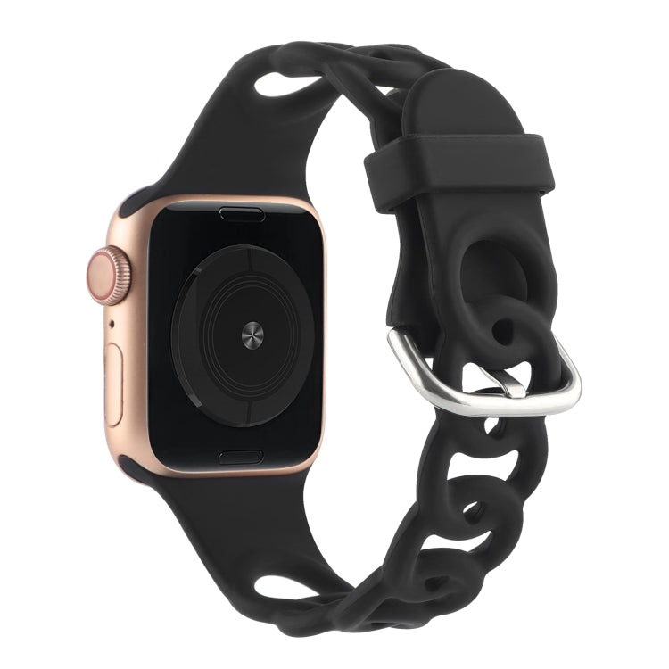 Lisslune | Hollow Silicone Watch Band for Apple Watch Series 9&8&7 41mm / SE 3&SE 2&6&SE&5&4 40mm / 3&2&1 38mm (Black)