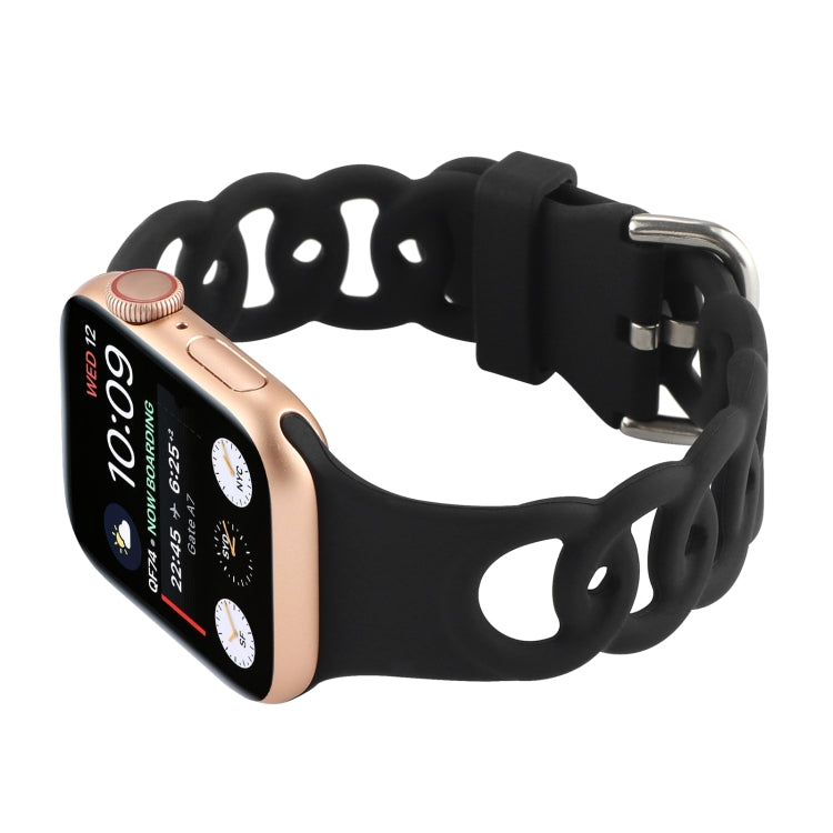 Lisslune | Hollow Silicone Watch Band for Apple Watch Series 9&8&7 41mm / SE 3&SE 2&6&SE&5&4 40mm / 3&2&1 38mm (Black)