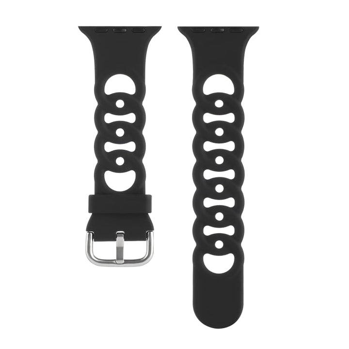 Lisslune | Hollow Silicone Watch Band for Apple Watch Series 9&8&7 41mm / SE 3&SE 2&6&SE&5&4 40mm / 3&2&1 38mm (Black)