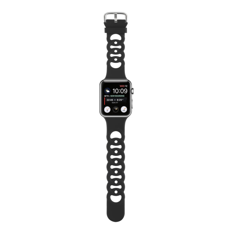Lisslune | Hollow Silicone Watch Band for Apple Watch Series 9&8&7 41mm / SE 3&SE 2&6&SE&5&4 40mm / 3&2&1 38mm (Black)