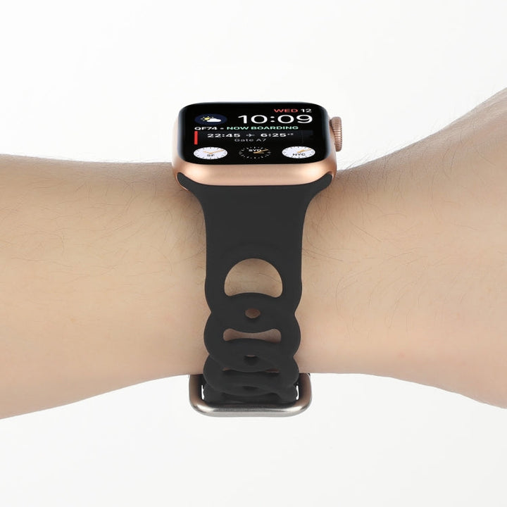 Lisslune | Hollow Silicone Watch Band for Apple Watch Series 9&8&7 41mm / SE 3&SE 2&6&SE&5&4 40mm / 3&2&1 38mm (Black)