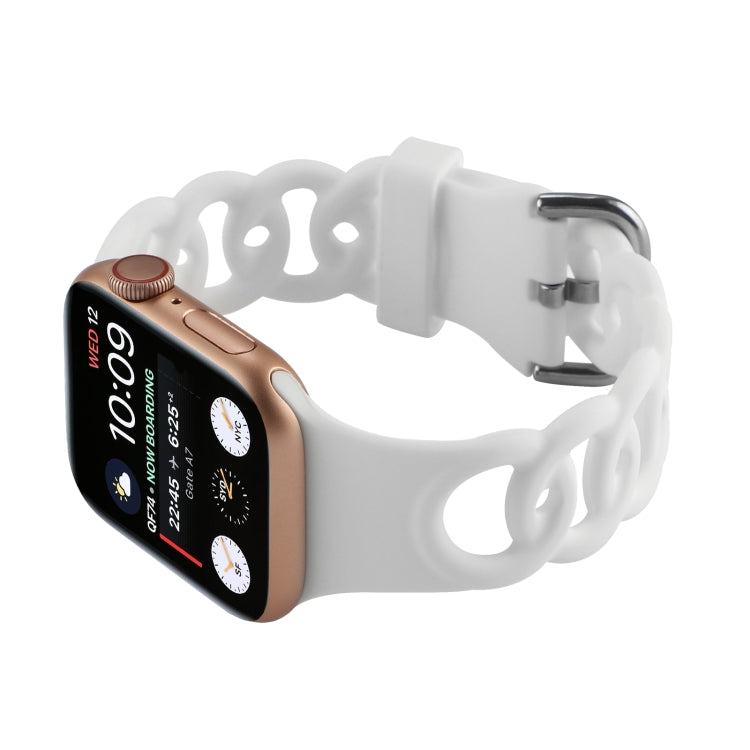 Lisslune | Hollow Silicone Watch Band for Apple Watch Series 9&8&7 41mm / SE 3&SE 2&6&SE&5&4 40mm / 3&2&1 38mm(White)