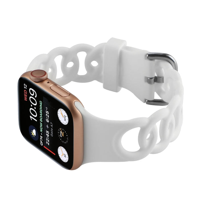 Lisslune | Hollow Silicone Watch Band for Apple Watch Series 9&8&7 41mm / SE 3&SE 2&6&SE&5&4 40mm / 3&2&1 38mm(White)