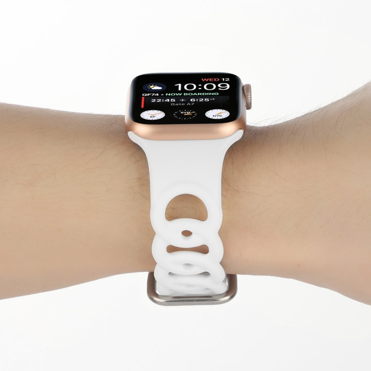 Lisslune | Hollow Silicone Watch Band for Apple Watch Series 9&8&7 41mm / SE 3&SE 2&6&SE&5&4 40mm / 3&2&1 38mm(White)