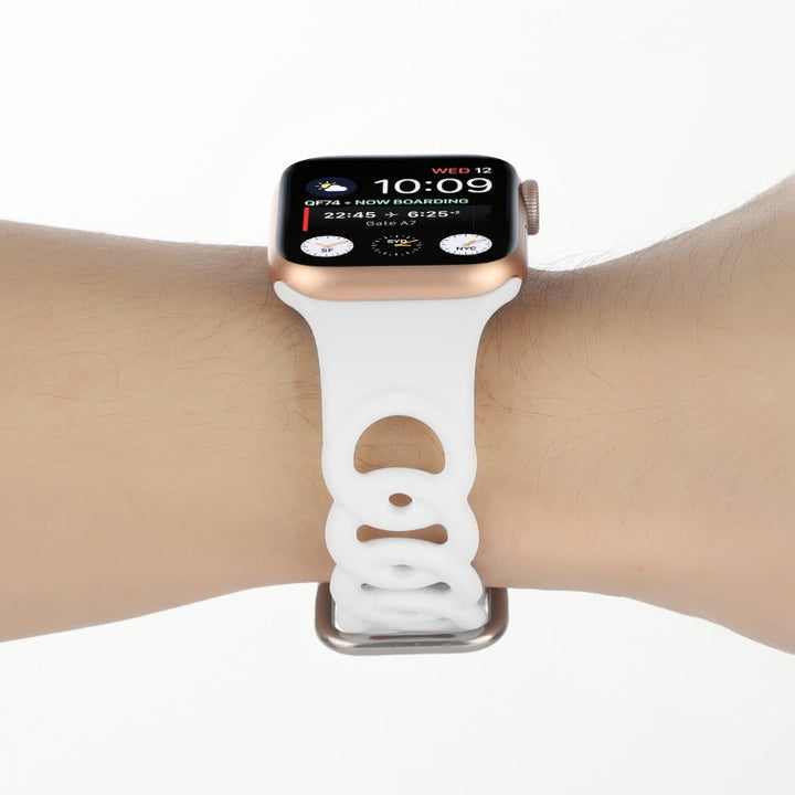 Lisslune | Hollow Silicone Watch Band for Apple Watch Series 9&8&7 41mm / SE 3&SE 2&6&SE&5&4 40mm / 3&2&1 38mm(White)