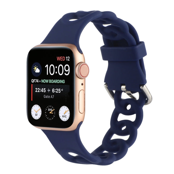 Lisslune | Hollow Silicone Watch Band for Apple Watch Series 9&8&7 41mm / SE 3&SE 2&6&SE&5&4 40mm / 3&2&1 38mm (Dark Blue)