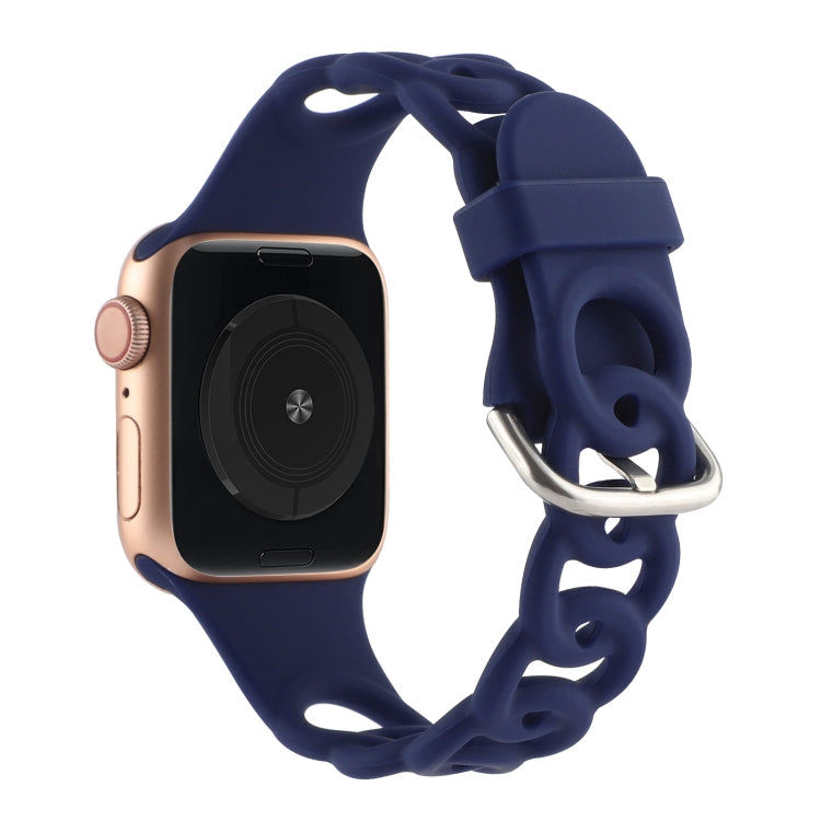 Lisslune | Hollow Silicone Watch Band for Apple Watch Series 9&8&7 41mm / SE 3&SE 2&6&SE&5&4 40mm / 3&2&1 38mm (Dark Blue)