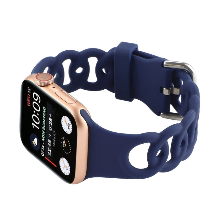 Lisslune | Hollow Silicone Watch Band for Apple Watch Series 9&8&7 41mm / SE 3&SE 2&6&SE&5&4 40mm / 3&2&1 38mm (Dark Blue)