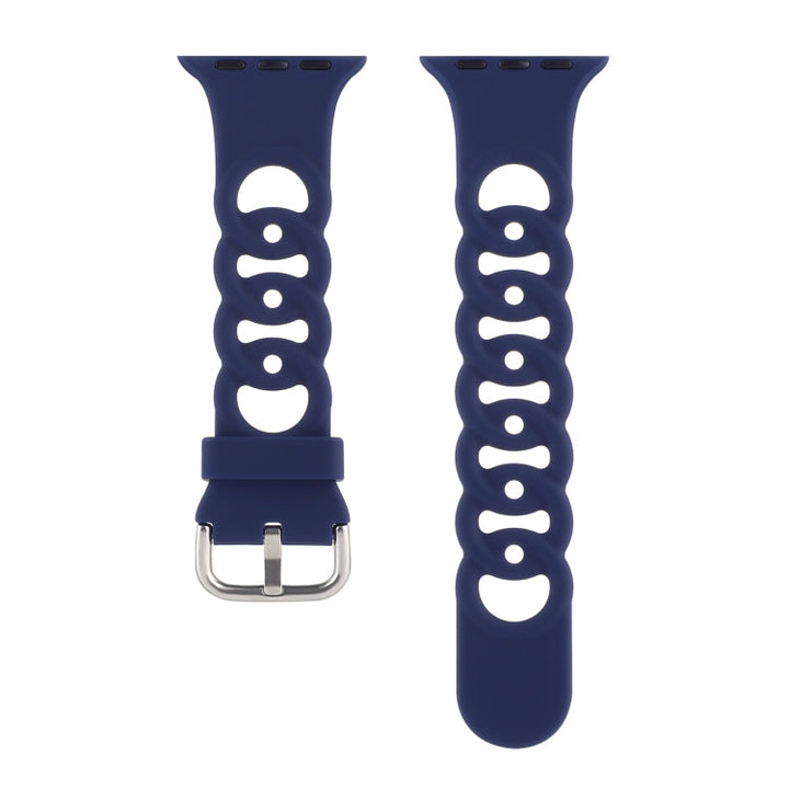 Lisslune | Hollow Silicone Watch Band for Apple Watch Series 9&8&7 41mm / SE 3&SE 2&6&SE&5&4 40mm / 3&2&1 38mm (Dark Blue)