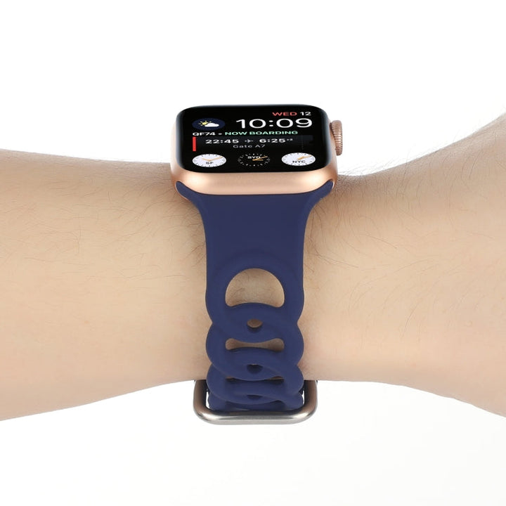 Lisslune | Hollow Silicone Watch Band for Apple Watch Series 9&8&7 41mm / SE 3&SE 2&6&SE&5&4 40mm / 3&2&1 38mm (Dark Blue)