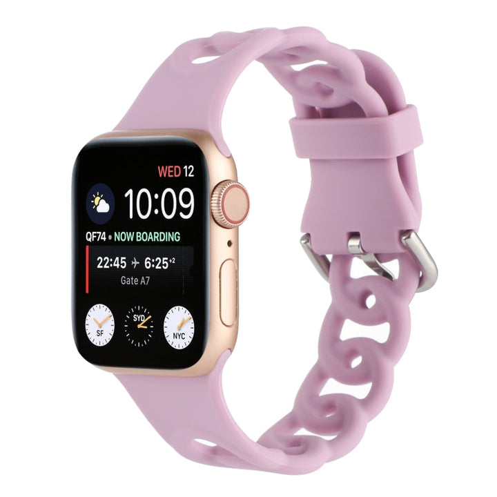 Lisslune | Hollow Silicone Watch Band for Apple Watch Series 9&8&7 41mm / SE 3&SE 2&6&SE&5&4 40mm / 3&2&1 38mm (Light Pink)