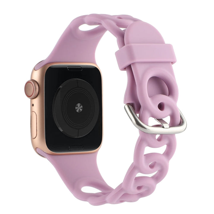 Lisslune | Hollow Silicone Watch Band for Apple Watch Series 9&8&7 41mm / SE 3&SE 2&6&SE&5&4 40mm / 3&2&1 38mm (Light Pink)