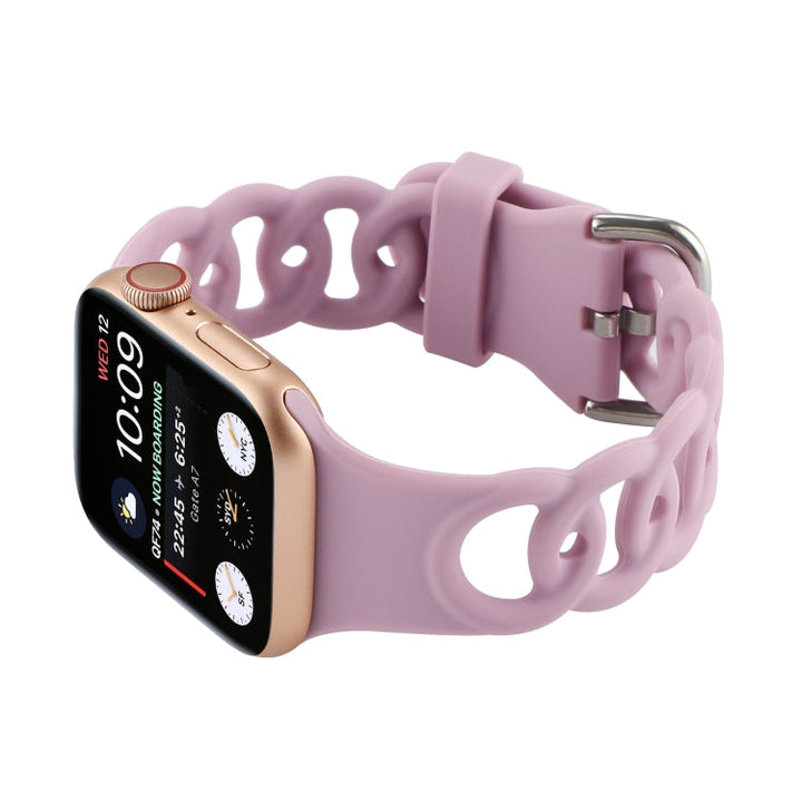 Lisslune | Hollow Silicone Watch Band for Apple Watch Series 9&8&7 41mm / SE 3&SE 2&6&SE&5&4 40mm / 3&2&1 38mm (Light Pink)