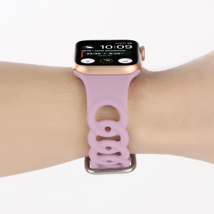 Lisslune | Hollow Silicone Watch Band for Apple Watch Series 9&8&7 41mm / SE 3&SE 2&6&SE&5&4 40mm / 3&2&1 38mm (Light Pink)