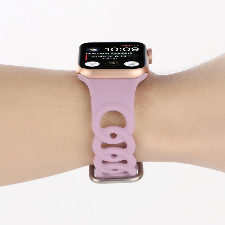 Lisslune | Hollow Silicone Watch Band for Apple Watch Series 9&8&7 41mm / SE 3&SE 2&6&SE&5&4 40mm / 3&2&1 38mm (Light Pink)