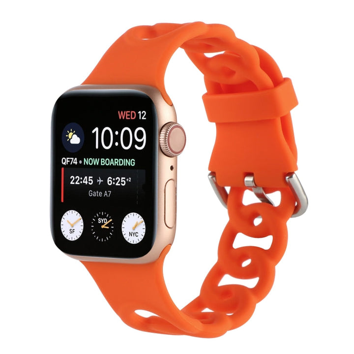 Lisslune | Hollow Silicone Watch Band for Apple Watch Series 9&8&7 41mm / SE 3&SE 2&6&SE&5&4 40mm / 3&2&1 38mm (Orange)