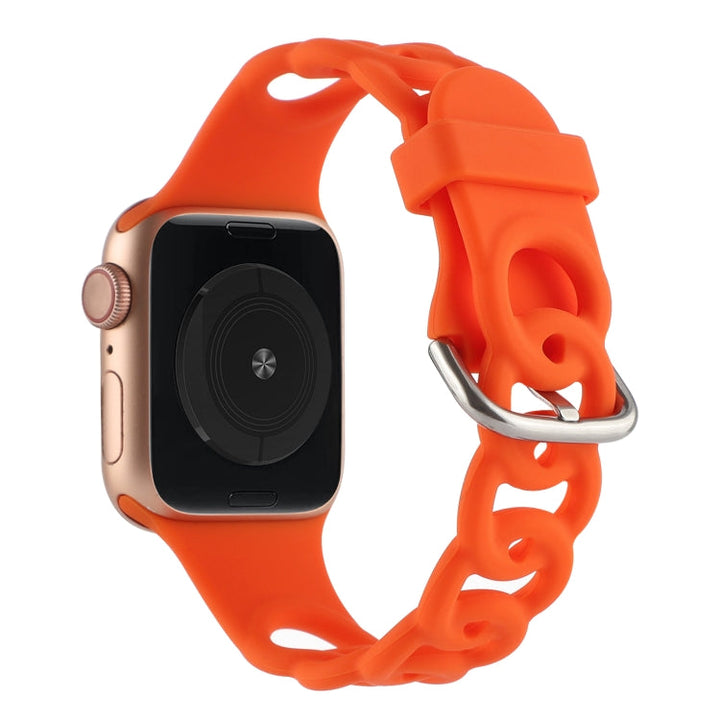 Lisslune | Hollow Silicone Watch Band for Apple Watch Series 9&8&7 41mm / SE 3&SE 2&6&SE&5&4 40mm / 3&2&1 38mm (Orange)