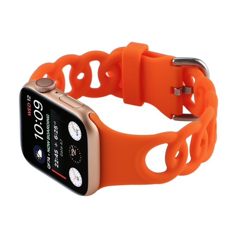 Lisslune | Hollow Silicone Watch Band for Apple Watch Series 9&8&7 41mm / SE 3&SE 2&6&SE&5&4 40mm / 3&2&1 38mm (Orange)
