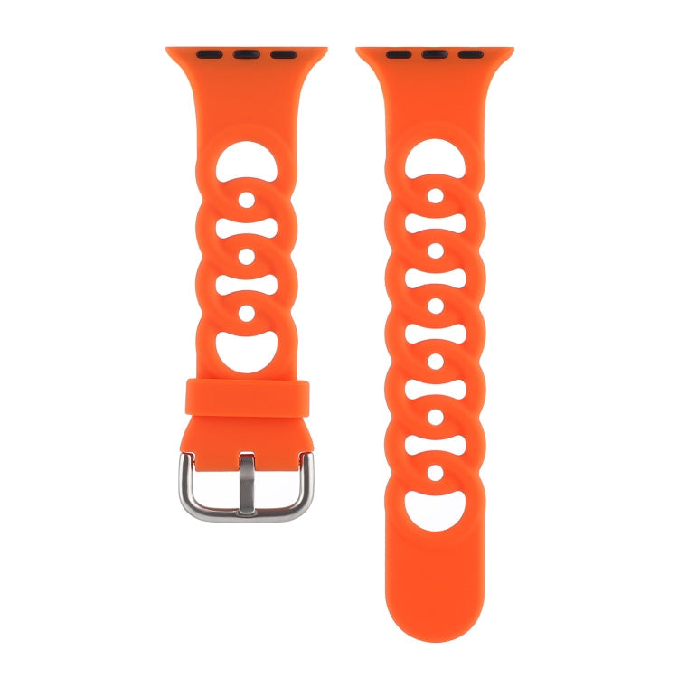 Lisslune | Hollow Silicone Watch Band for Apple Watch Series 9&8&7 41mm / SE 3&SE 2&6&SE&5&4 40mm / 3&2&1 38mm (Orange)