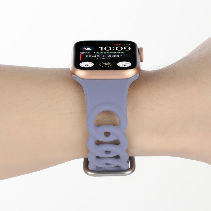 Lisslune | Hollow Silicone Watch Band for Apple Watch Series 9&8&7 41mm / SE 3&SE 2&6&SE&5&4 40mm / 3&2&1 38mm (Light Purple)