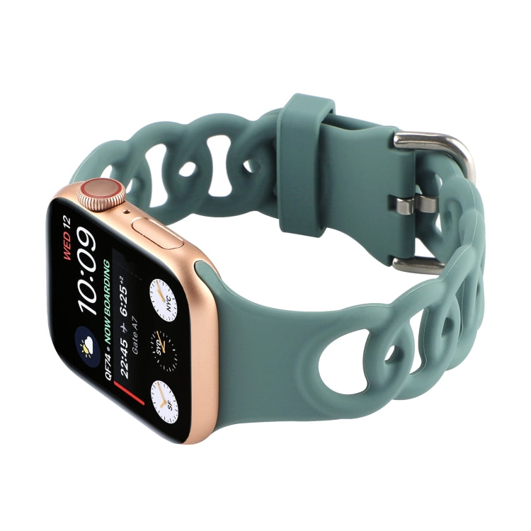 Lisslune | Hollow Silicone Watch Band for Apple Watch Series 9&8&7 41mm / SE 3&SE 2&6&SE&5&4 40mm / 3&2&1 38mm (Green)