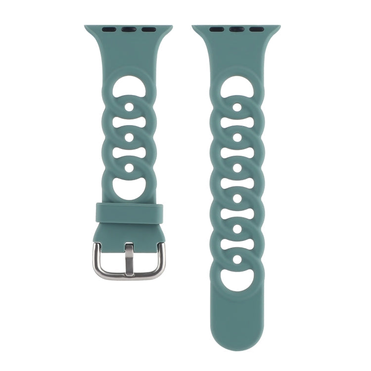 Lisslune | Hollow Silicone Watch Band for Apple Watch Series 9&8&7 41mm / SE 3&SE 2&6&SE&5&4 40mm / 3&2&1 38mm (Green)