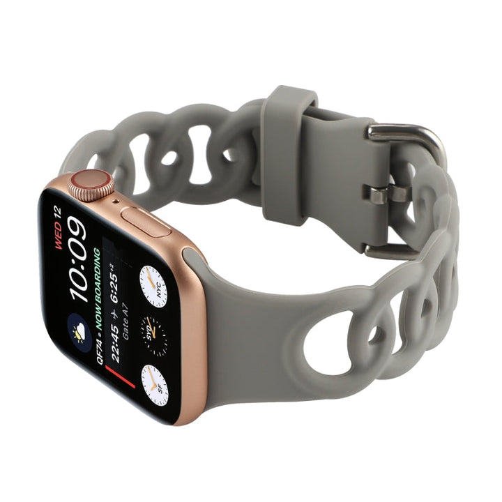 Lisslune | Hollow Silicone Watch Band for Apple Watch Series 9&8&7 41mm / SE 3&SE 2&6&SE&5&4 40mm / 3&2&1 38mm (Gray)