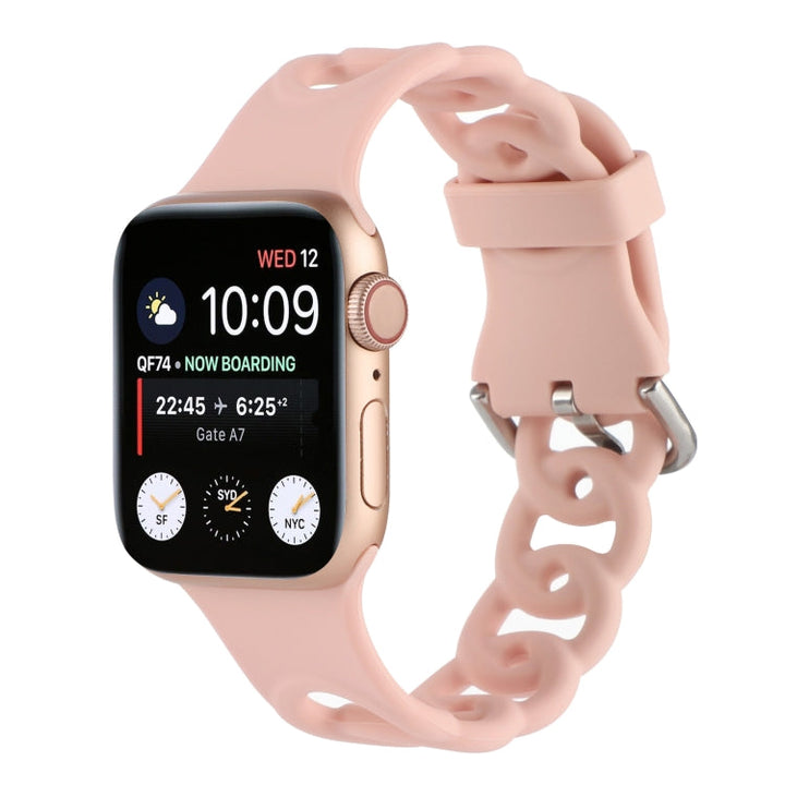 Lisslune | Hollow Silicone Watch Band for Apple Watch Series 9&8&7 41mm / SE 3&SE 2&6&SE&5&4 40mm / 3&2&1 38mm(Pink)