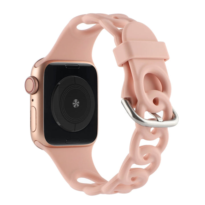 Lisslune | Hollow Silicone Watch Band for Apple Watch Series 9&8&7 41mm / SE 3&SE 2&6&SE&5&4 40mm / 3&2&1 38mm(Pink)
