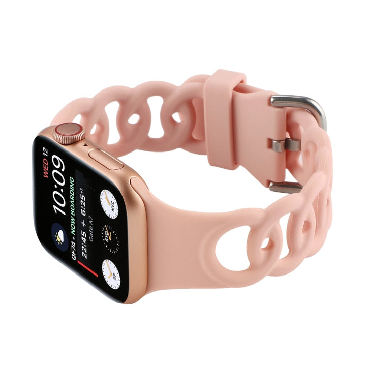 Lisslune | Hollow Silicone Watch Band for Apple Watch Series 9&8&7 41mm / SE 3&SE 2&6&SE&5&4 40mm / 3&2&1 38mm(Pink)