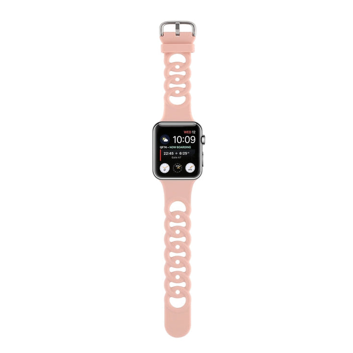 Lisslune | Hollow Silicone Watch Band for Apple Watch Series 9&8&7 41mm / SE 3&SE 2&6&SE&5&4 40mm / 3&2&1 38mm(Pink)