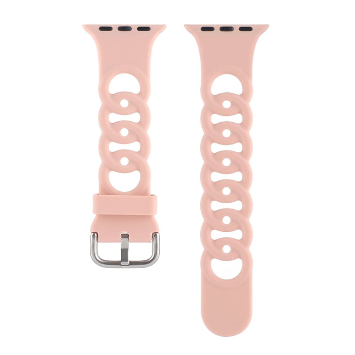 Lisslune | Hollow Silicone Watch Band for Apple Watch Series 9&8&7 41mm / SE 3&SE 2&6&SE&5&4 40mm / 3&2&1 38mm(Pink)