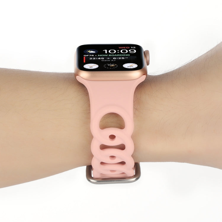 Lisslune | Hollow Silicone Watch Band for Apple Watch Series 9&8&7 41mm / SE 3&SE 2&6&SE&5&4 40mm / 3&2&1 38mm(Pink)