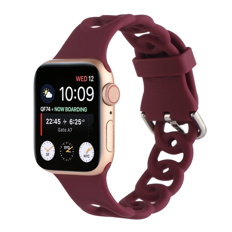 Lisslune | Hollow Silicone Watch Band for Apple Watch Series 9&8&7 41mm / SE 3&SE 2&6&SE&5&4 40mm / 3&2&1 38mm (Burgundy)