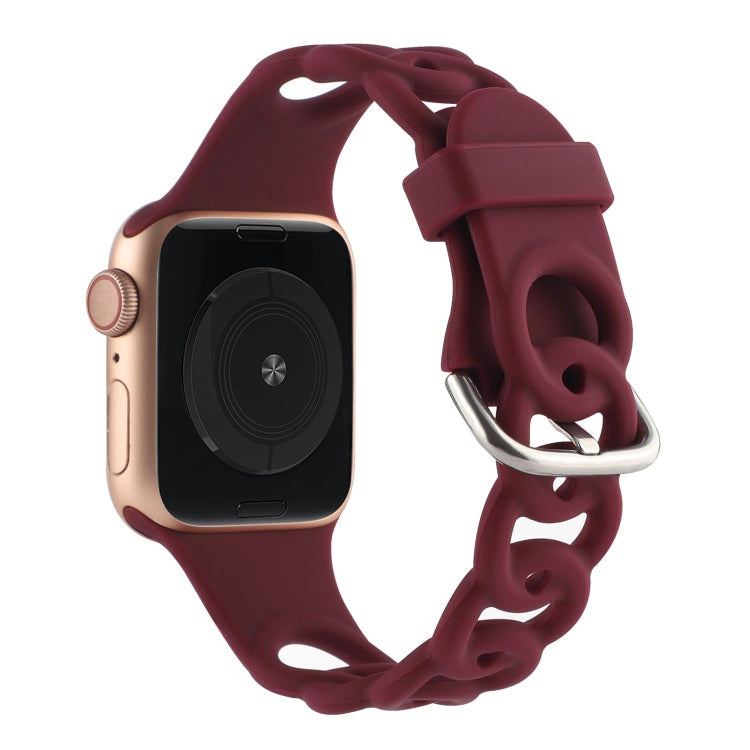 Lisslune | Hollow Silicone Watch Band for Apple Watch Series 9&8&7 41mm / SE 3&SE 2&6&SE&5&4 40mm / 3&2&1 38mm (Burgundy)
