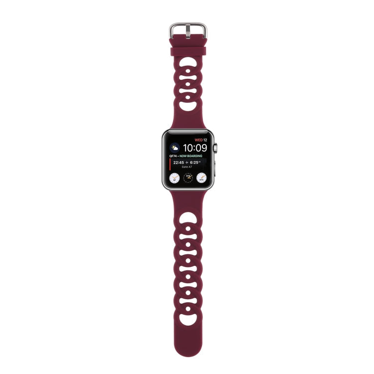 Lisslune | Hollow Silicone Watch Band for Apple Watch Series 9&8&7 41mm / SE 3&SE 2&6&SE&5&4 40mm / 3&2&1 38mm (Burgundy)