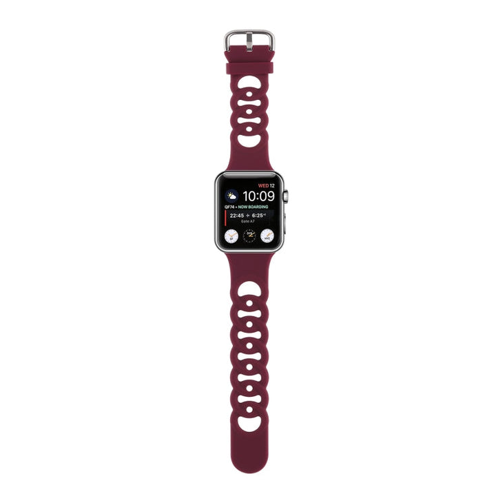 Lisslune | Hollow Silicone Watch Band for Apple Watch Series 9&8&7 41mm / SE 3&SE 2&6&SE&5&4 40mm / 3&2&1 38mm (Burgundy)