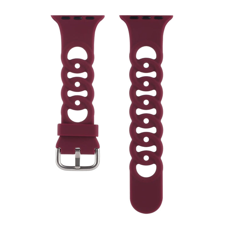 Lisslune | Hollow Silicone Watch Band for Apple Watch Series 9&8&7 41mm / SE 3&SE 2&6&SE&5&4 40mm / 3&2&1 38mm (Burgundy)