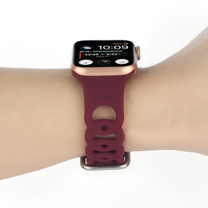 Lisslune | Hollow Silicone Watch Band for Apple Watch Series 9&8&7 41mm / SE 3&SE 2&6&SE&5&4 40mm / 3&2&1 38mm (Burgundy)