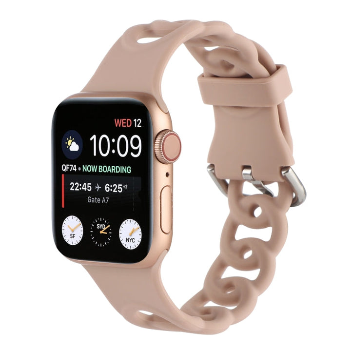 Lisslune | Hollow Silicone Watch Band for Apple Watch Series 9&8&7 41mm / SE 3&SE 2&6&SE&5&4 40mm / 3&2&1 38mm (Khaki)