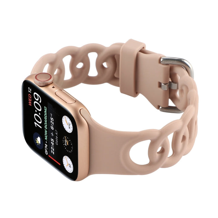 Lisslune | Hollow Silicone Watch Band for Apple Watch Series 9&8&7 41mm / SE 3&SE 2&6&SE&5&4 40mm / 3&2&1 38mm (Khaki)