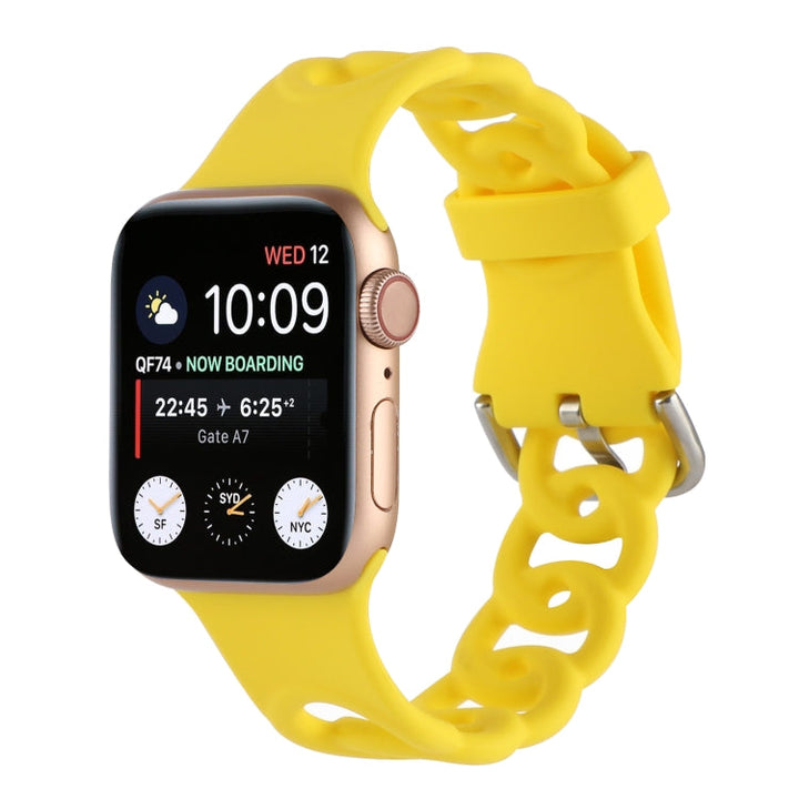 Lisslune | Hollow Silicone Watch Band for Apple Watch Ultra 49mm & Watch Ultra 2 49mm / Series 9 & 8 & 7 45mm / SE 3 & SE 2 & 6 & SE & 5 & 4 44mm / 3 & 2 & 1 42mm (Yellow)