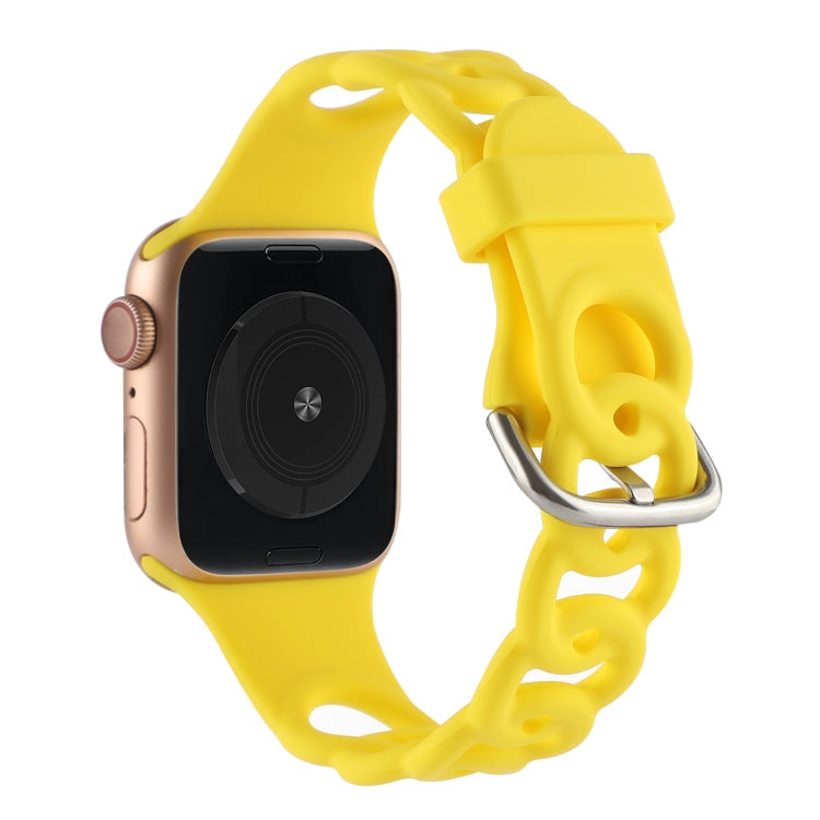 Lisslune | Hollow Silicone Watch Band for Apple Watch Ultra 49mm & Watch Ultra 2 49mm / Series 9 & 8 & 7 45mm / SE 3 & SE 2 & 6 & SE & 5 & 4 44mm / 3 & 2 & 1 42mm (Yellow)