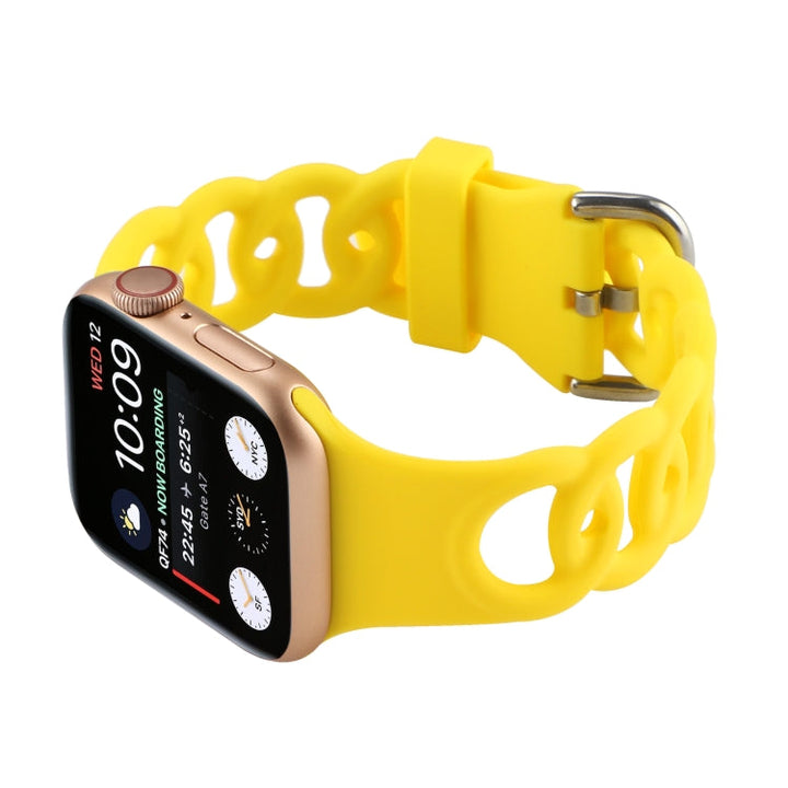 Lisslune | Hollow Silicone Watch Band for Apple Watch Ultra 49mm & Watch Ultra 2 49mm / Series 9 & 8 & 7 45mm / SE 3 & SE 2 & 6 & SE & 5 & 4 44mm / 3 & 2 & 1 42mm (Yellow)