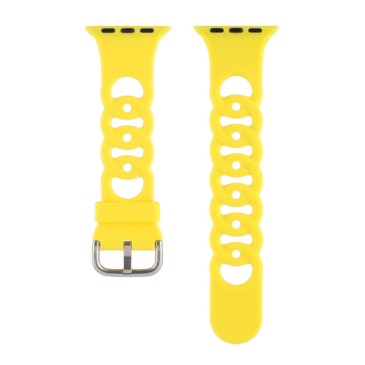 Lisslune | Hollow Silicone Watch Band for Apple Watch Ultra 49mm & Watch Ultra 2 49mm / Series 9 & 8 & 7 45mm / SE 3 & SE 2 & 6 & SE & 5 & 4 44mm / 3 & 2 & 1 42mm (Yellow)