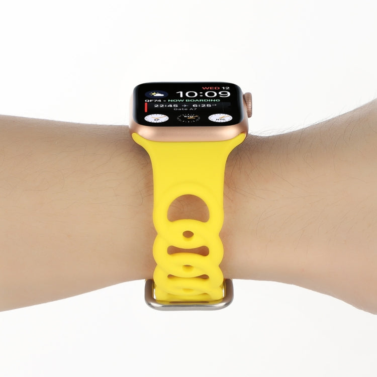 Lisslune | Hollow Silicone Watch Band for Apple Watch Ultra 49mm & Watch Ultra 2 49mm / Series 9 & 8 & 7 45mm / SE 3 & SE 2 & 6 & SE & 5 & 4 44mm / 3 & 2 & 1 42mm (Yellow)