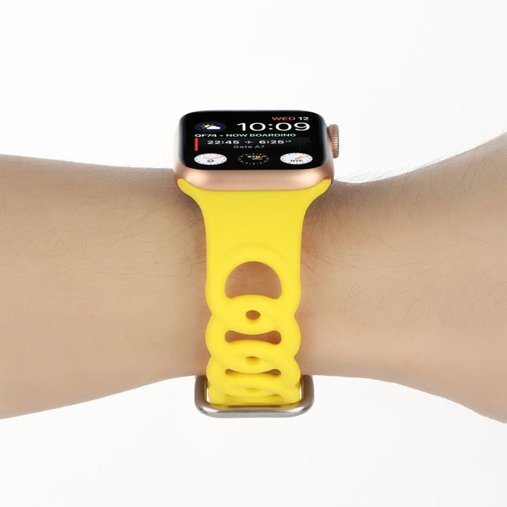 Lisslune | Hollow Silicone Watch Band for Apple Watch Ultra 49mm & Watch Ultra 2 49mm / Series 9 & 8 & 7 45mm / SE 3 & SE 2 & 6 & SE & 5 & 4 44mm / 3 & 2 & 1 42mm (Yellow)