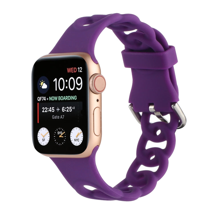 Lisslune | Hollow Silicone Watch Band for Apple Watch Ultra 49mm & Watch Ultra 2 49mm / Series 9 & 8 & 7 45mm / SE 3 & SE 2 & 6 & SE & 5 & 4 44mm / 3 & 2 & 1 42mm (Dark Purple)