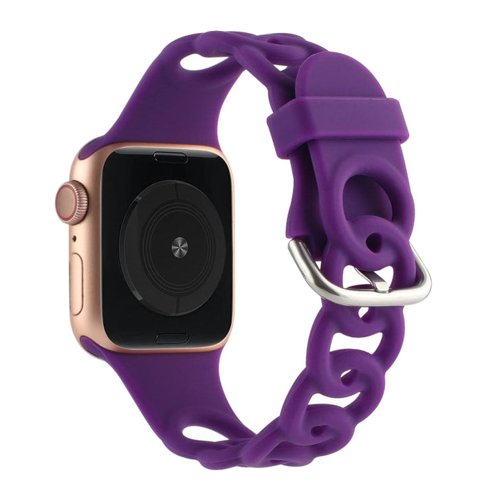 Lisslune | Hollow Silicone Watch Band for Apple Watch Ultra 49mm & Watch Ultra 2 49mm / Series 9 & 8 & 7 45mm / SE 3 & SE 2 & 6 & SE & 5 & 4 44mm / 3 & 2 & 1 42mm (Dark Purple)